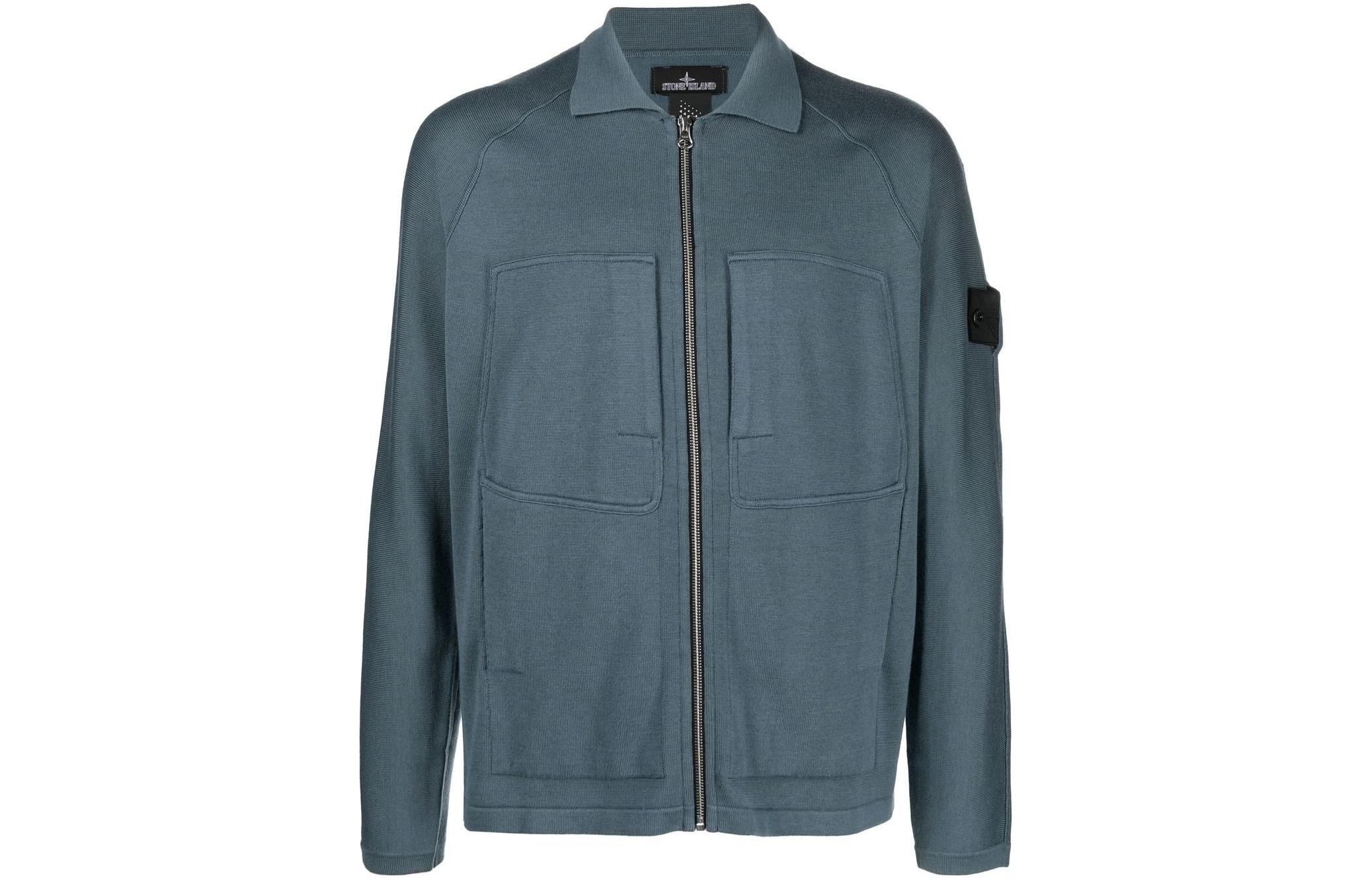 Stone Island SS23 Plain Zip Collar Jacket Dark Cyan 77195051S-V0057