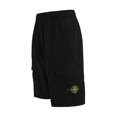 STONE ISLAND SS23 Pocket Zip Badge Casual Shorts Black (). 7815L1003-V0029
