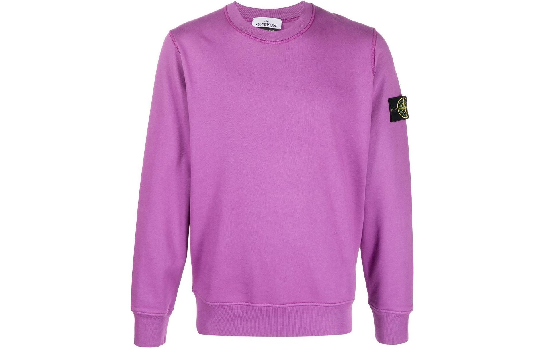 Stone Island SS23 Purple Compass Patch Crewneck Long Sleeve Sweatshirt Men 101563051-V0045