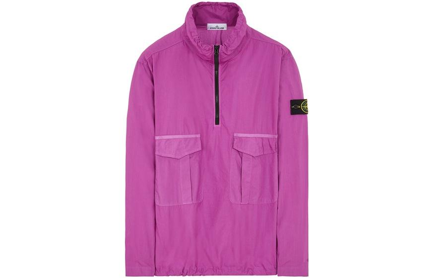 Stone Island SS23 Purple Half-Zip Pullover Sweatshirt with Sleeve Logo Patch Men 781510705-V0045
