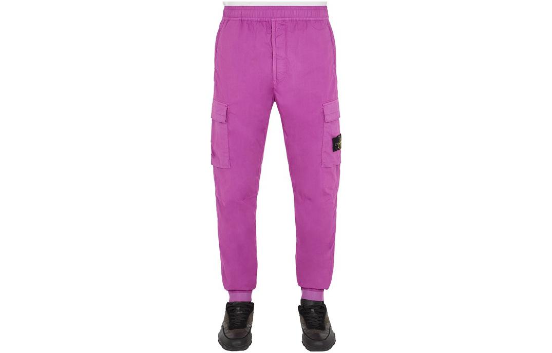 STONE ISLAND SS23 Purple Tapered Cargo Pants with Side Logo Patch for Men 101531303-V0045