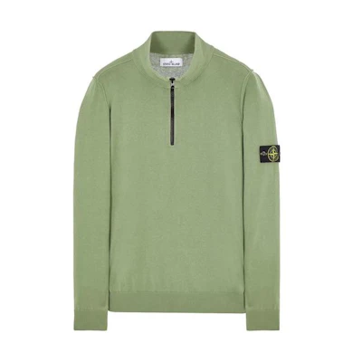 Stone Island SS23 Sage Green Half-Zip Pullover Sweatshirt 7815543B2-V0055