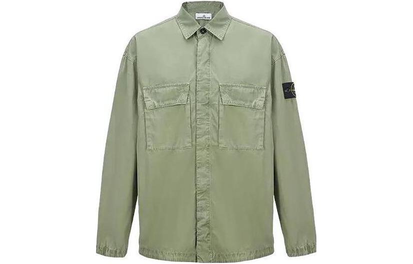 Stone Island SS23 Sage Green Shirt Jacket with Twin Pockets for Men. 7815115WN-V0155