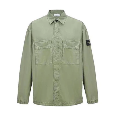 Stone Island SS23 Sage Green Shirt Jacket with Twin Pockets for Men. 7815115WN-V0155