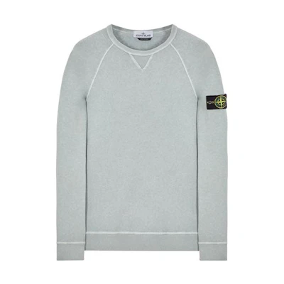 Stone Island SS23 Sky Blue Crewneck Fleece Sweatshirt with Logo Patch 771566360-V0061