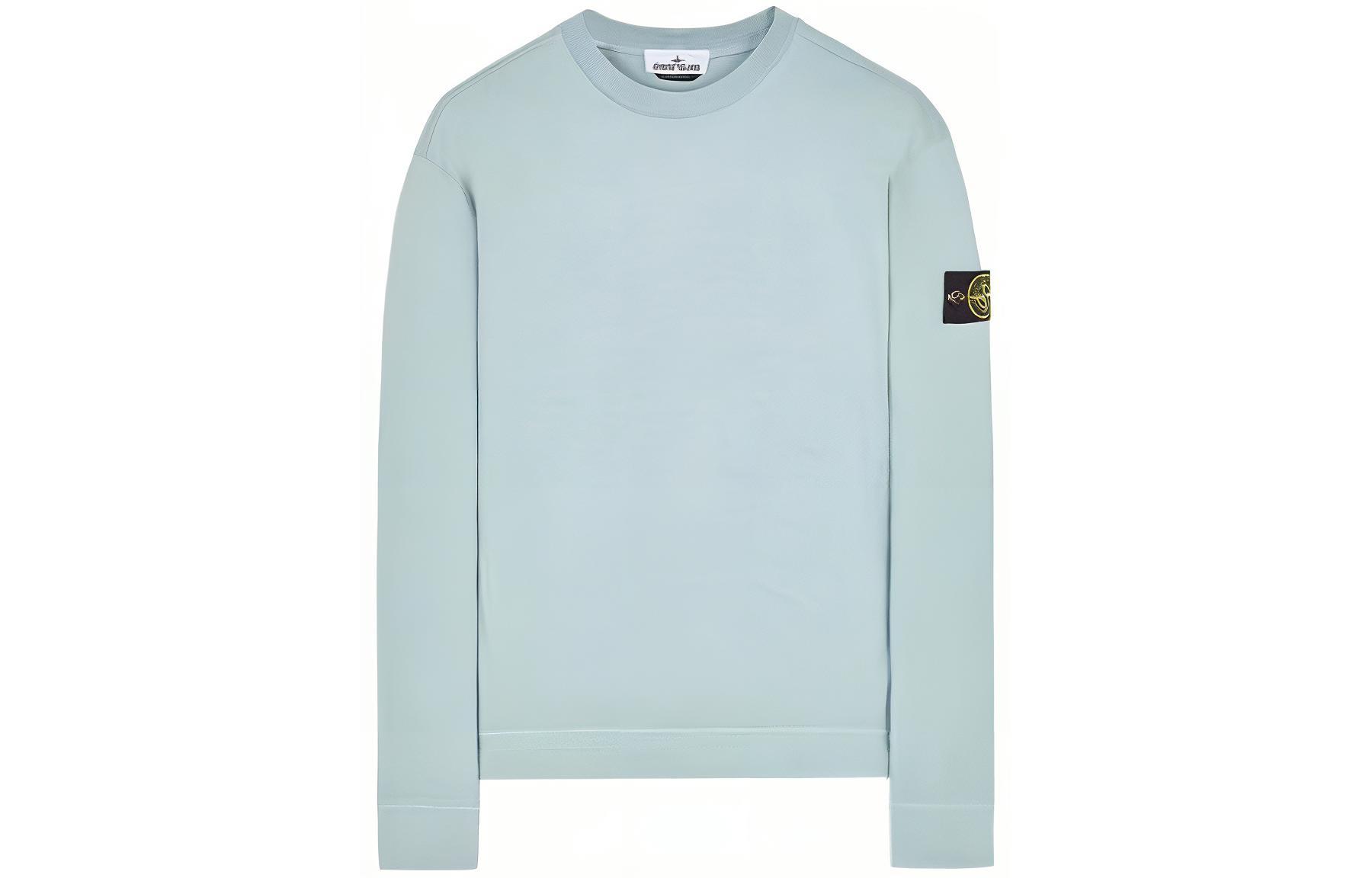Stone Island SS23 Sky Blue Embroidered Badge Crewneck Sweatshirt Men 101563750-V0041