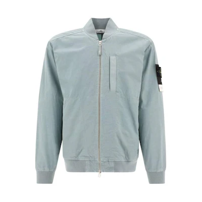 Stone Island SS23 Sky Blue Logo Patch Zip-Up Jacket for Men 781542629-V0041