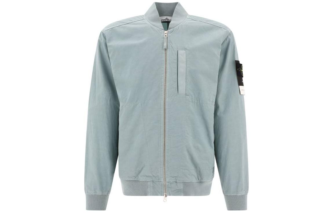 Stone Island SS23 Sky Blue Logo Patch Zip-Up Jacket for Men 781542629-V0041 圖 2