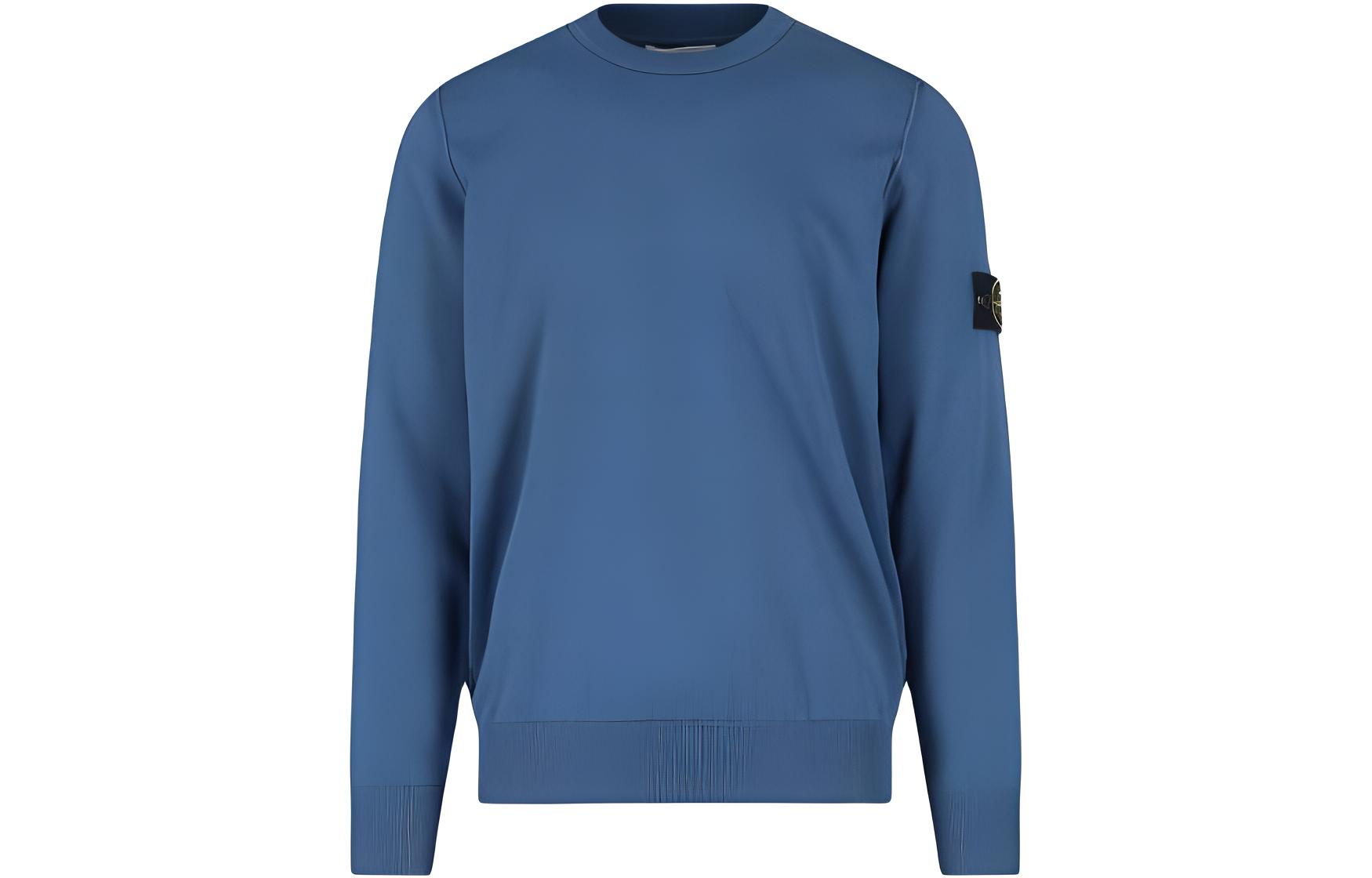 Stone Island SS23 Solid Badge Pullover Knitted Sweatshirt Blue 1015540B2-V0024