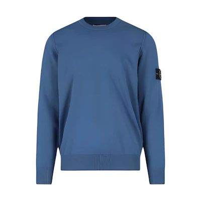 Stone Island SS23 Solid Badge Pullover Knitted Sweatshirt Blue 1015540B2-V0024