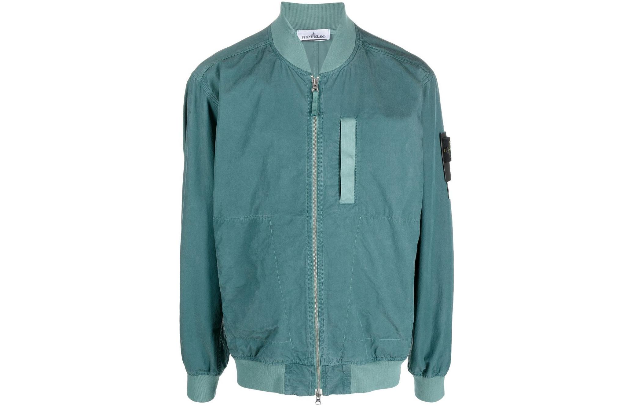 Stone Island SS23 Solid Badge Zip Bomber Jacket Men’s Water Green 781542629-V0053