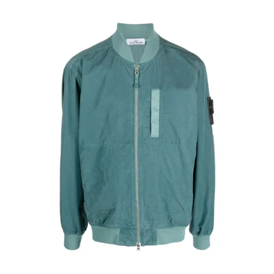 Stone Island SS23 Solid Badge Zip Bomber Jacket Men’s Water Green 781542629-V0053