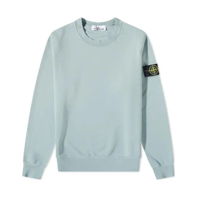 STONE ISLAND SS23 Solid Color Badge Crewneck Sweatshirt Men’s Light Blue 101563051-V0041