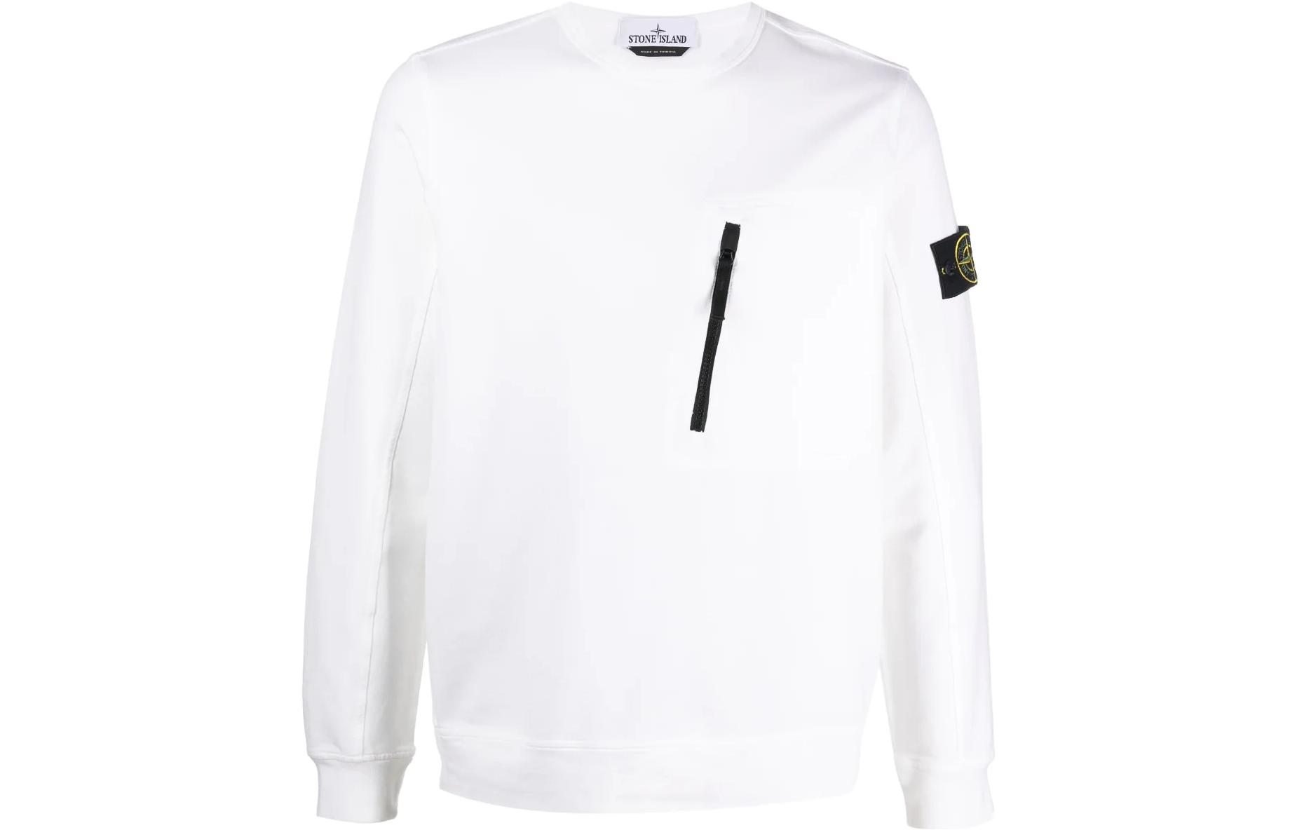 Stone Island SS23 Solid Color Badge Logo Sweatshirt White - 781560352-V0001