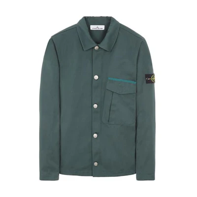 Stone Island SS23 Solid Color Collared Long Sleeve Jacket - Men’s Deep Green 781510428-V0053