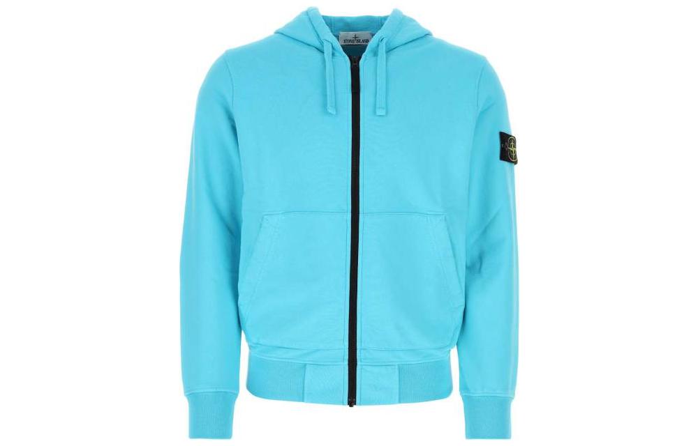 Stone Island SS23 Solid Color Logo Hoodie Cardigan Blue 101564251-V0042