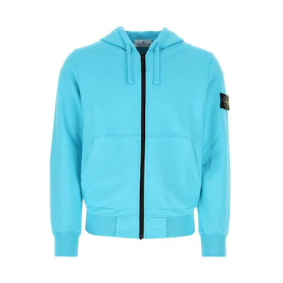 Stone Island SS23 Solid Color Logo Hoodie Cardigan Blue 101564251-V0042