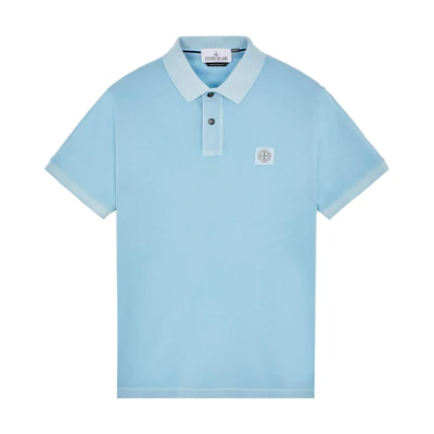 STONE ISLAND SS23 Solid Color Logo Polo Shirt Light Blue 10152SC67-V0041