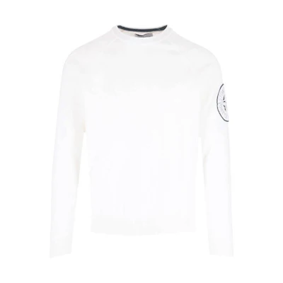 Stone Island SS23 Solid Color Logo Print White Long Sleeve Sweatshirt Men 7815523B7-V0001