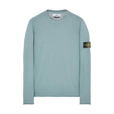 STONE ISLAND SS23 Solid Logo Crewneck Long Sleeve Sweatshirt Sky Blue Mens. 1015502B0-V0041