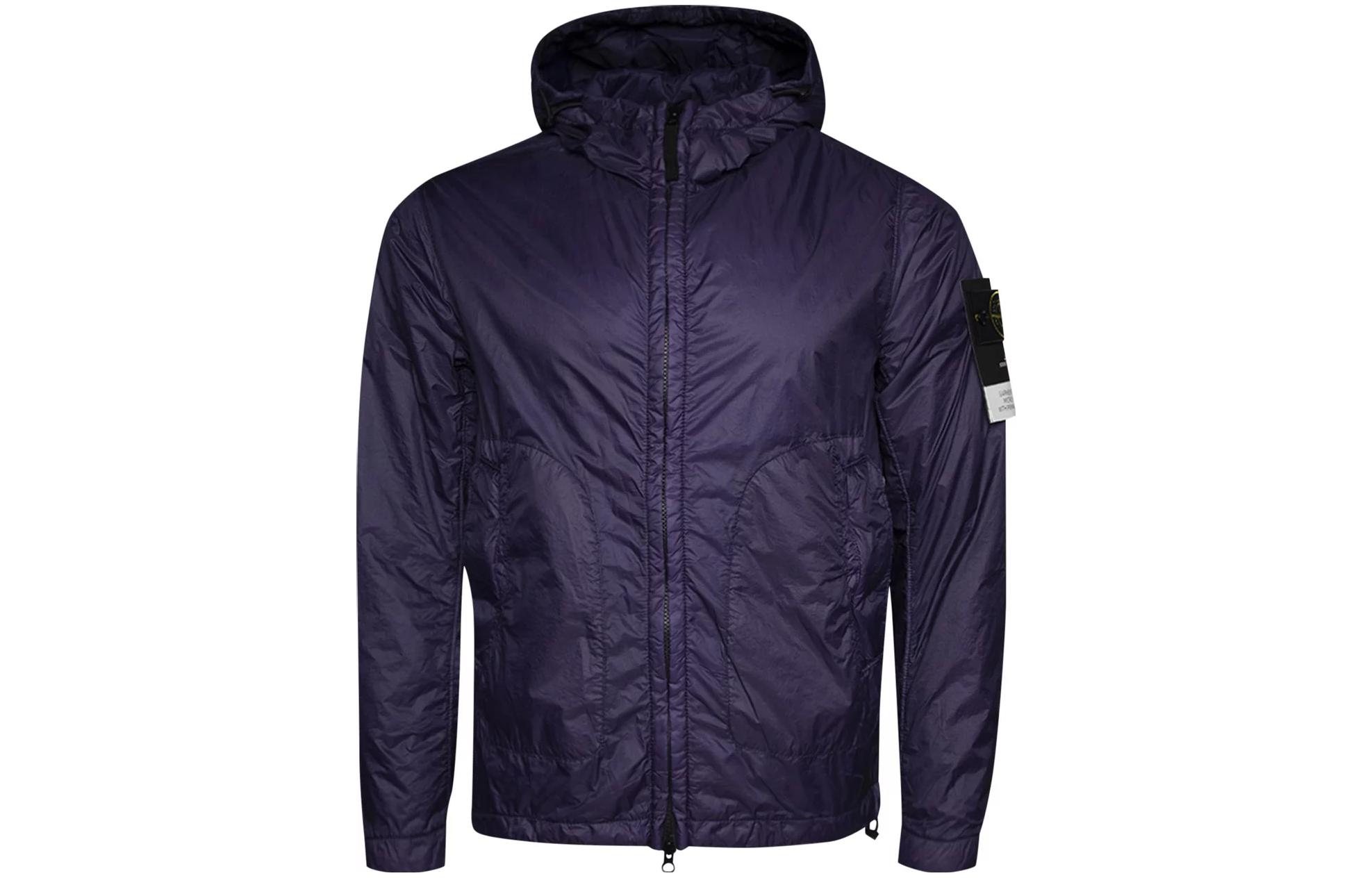 Stone Island SS23 Solid Logo Embroidered Hooded Jacket Purple 781542025-V0026
