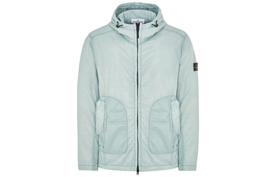 Stone Island SS23 Solid Logo Embroidered Hooded Jacket Blue 781542025-V0041