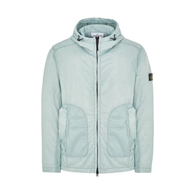 Stone Island SS23 Solid Logo Embroidered Hooded Jacket Blue 781542025-V0041