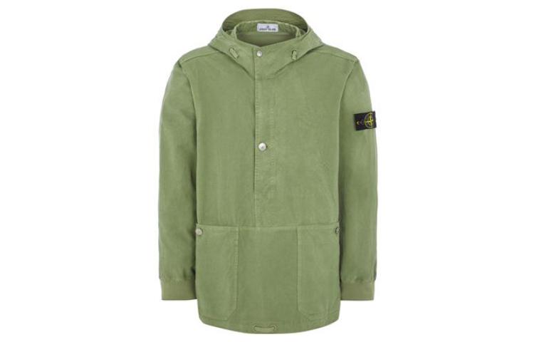 Stone Island SS23 Solid Logo Long Sleeve Jacket Mens Sage Green 781542229-V0055