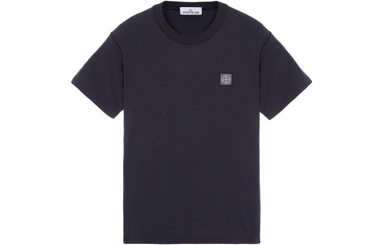 Stone Island SS23 Solid Logo Patch Crewneck T-Shirt Navy Blue  Tee. 101523757-A0020