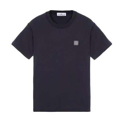 Stone Island SS23 Solid Logo Patch Crewneck T-Shirt Navy Blue Tee. 101523757-A0020