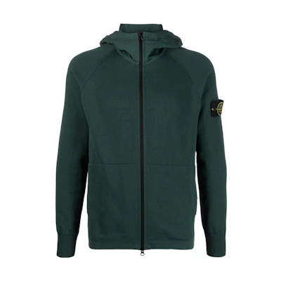 STONE ISLAND SS23 Solid Logo Patch Zip-Up Hoodie Green 7815547B2-V0053
