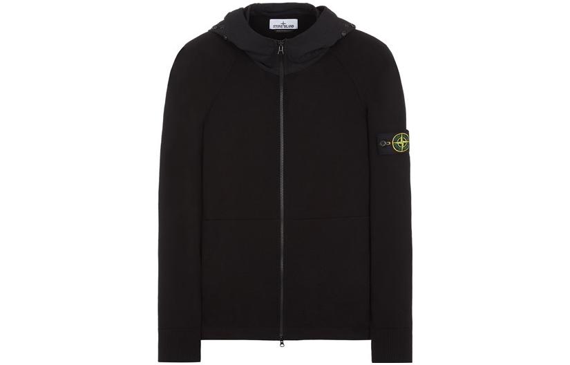 Stone Island SS23 Solid Logo Patch Zip Hoodie Men’s Black 7815547B2-V0029