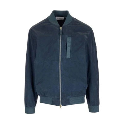 Stone Island SS23 Solid Logo Patch Zip Jacket Blue Mens 781542629-V0024
