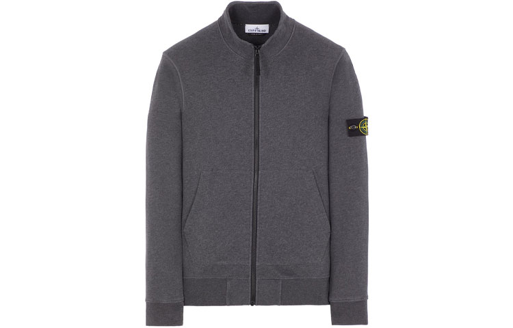Stone Island SS23 Solid Logo Patch Zip Sweatshirt Smoke Gray Mix - 101564351-V0M67