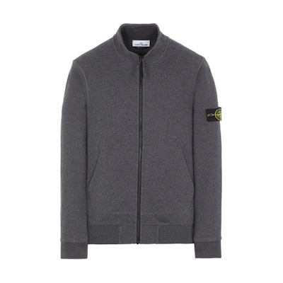 Stone Island SS23 Solid Logo Patch Zip Sweatshirt Smoke Gray Mix - 101564351-V0M67