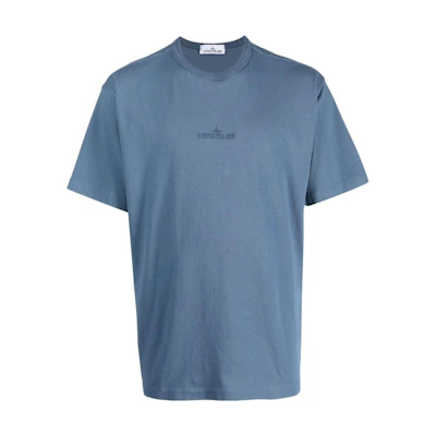 STONE ISLAND SS23 Solid Logo Print Crewneck T-Shirt Men’s Dark Blue 781520444-V0055