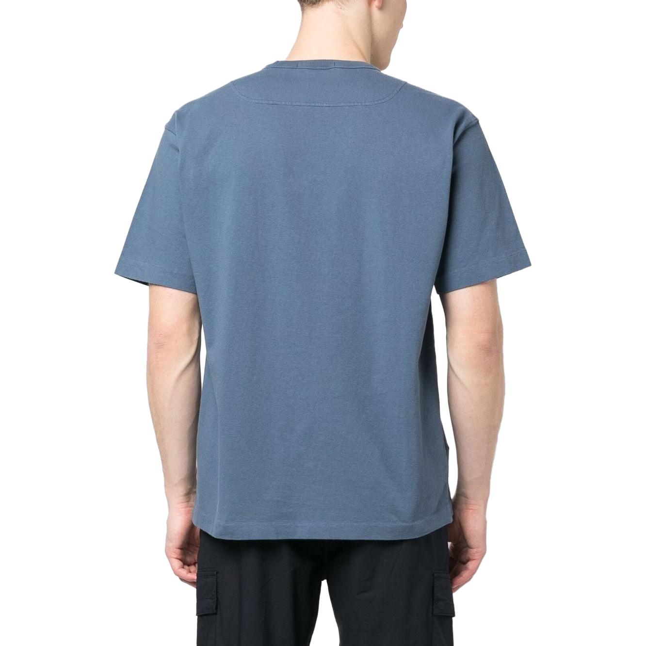 Shop 스톤아일랜드 SS23 솔리드 로고 프린트 크루넥 반팔 티셔츠 남성 다크블루 781520444-V0055