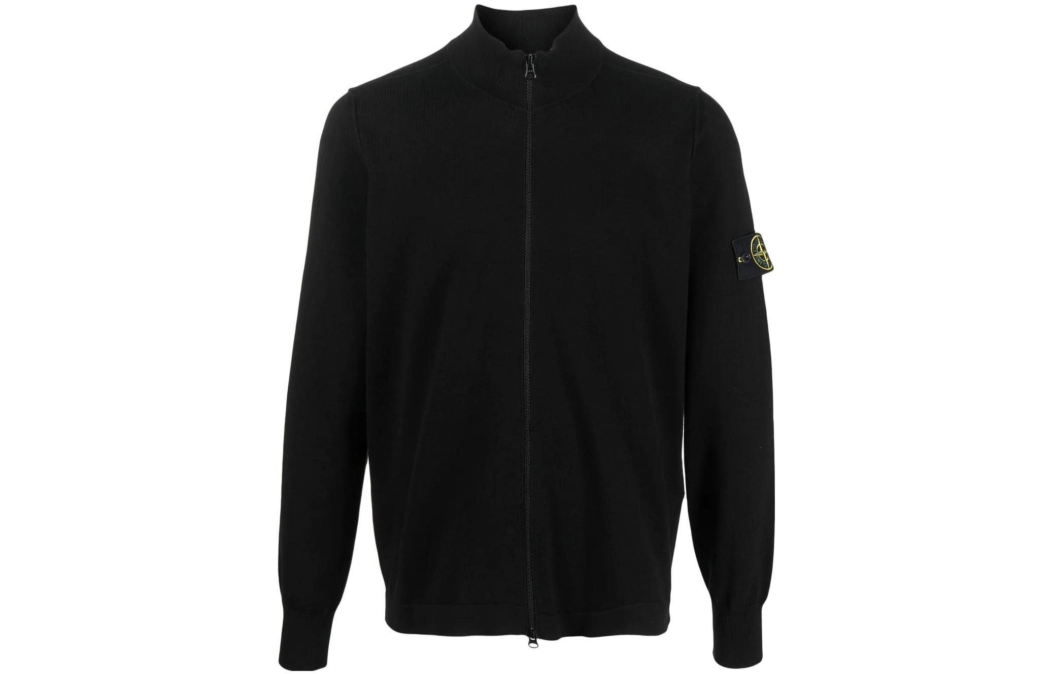 Stone Island SS23 Solid Logo Zip-Up Jacket Black 7815542B2-V0029