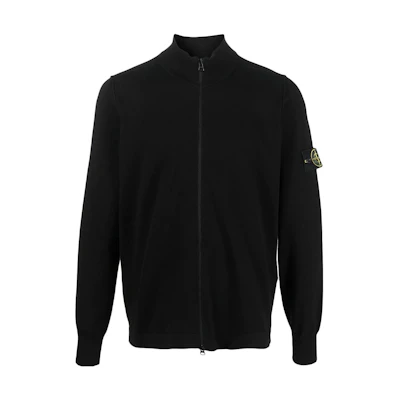 Stone Island SS23 Solid Logo Zip-Up Jacket Black 7815542B2-V0029