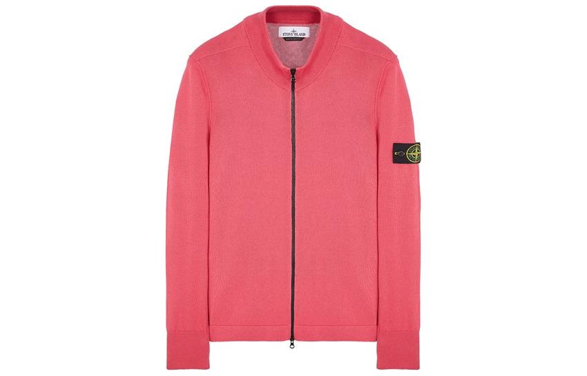 Stone Island SS23 Solid Logo Zip-Up Jacket Watermelon Red 7815542B2-V0087