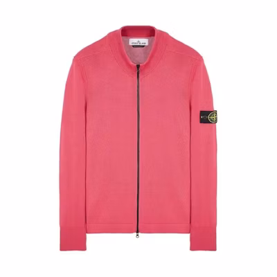 Stone Island SS23 Solid Logo Zip-Up Jacket Watermelon Red 7815542B2-V0087