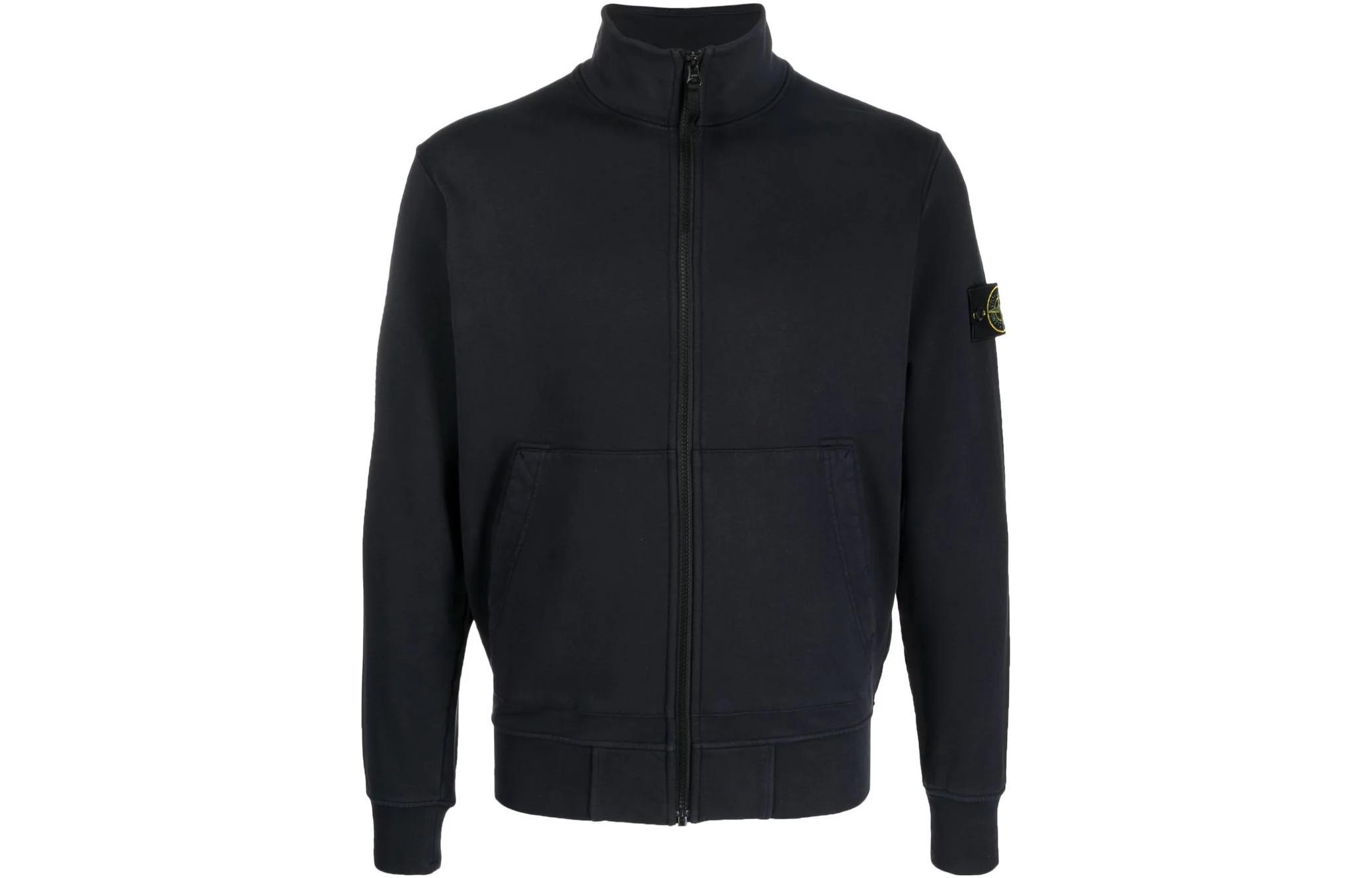 Stone Island SS23 Solid Logo Zip-Up Sweatshirt Midnight Blue - 101564351-V0020