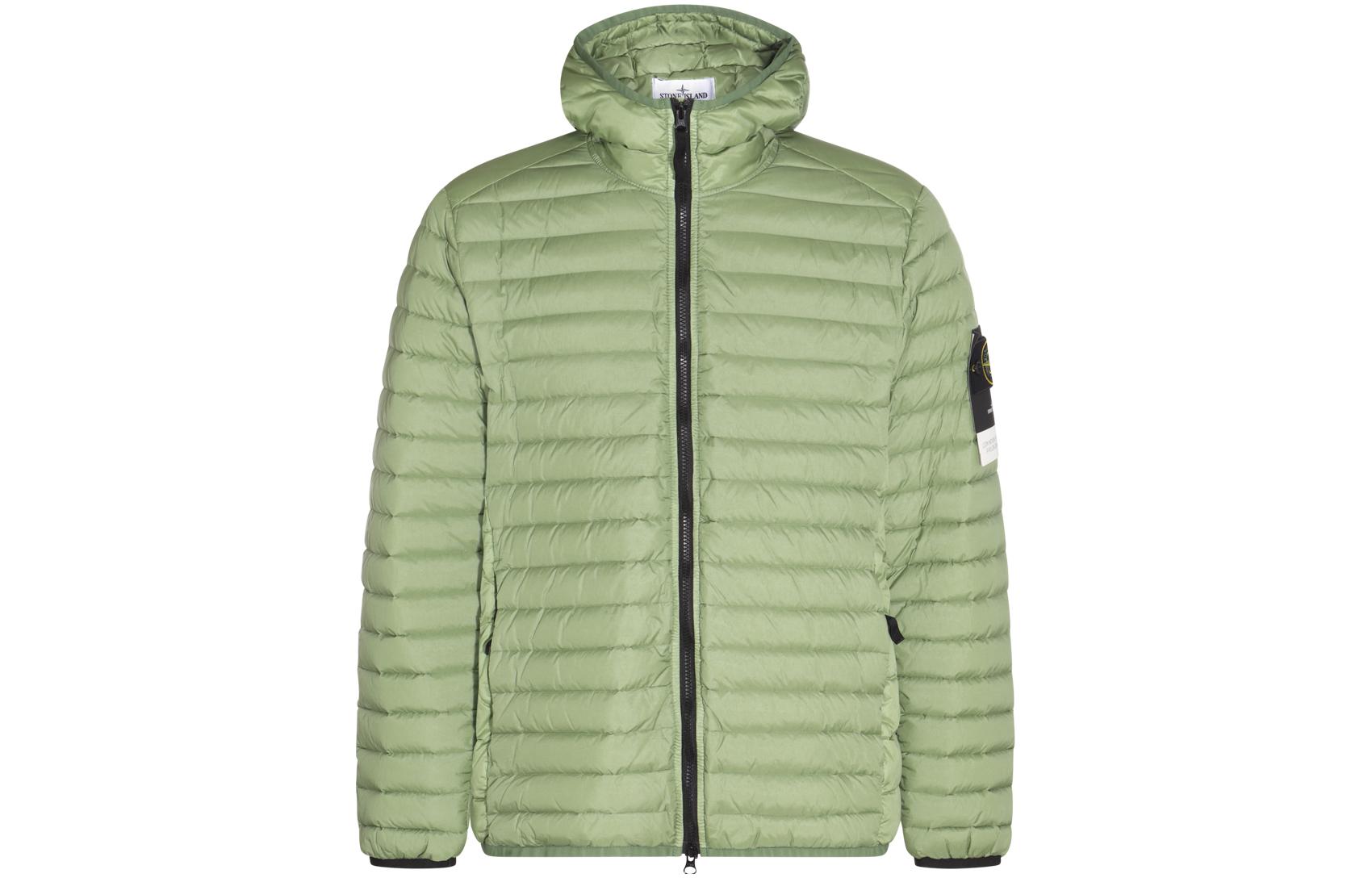 Stone Island SS23 Solid Quilted Hooded Jacket Green Mens 781540324-V0055