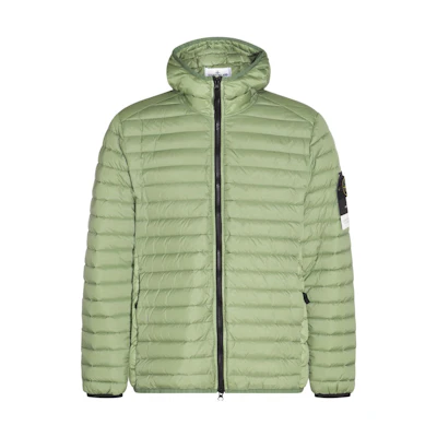 Stone Island SS23 Solid Quilted Hooded Jacket Green Mens 781540324-V0055