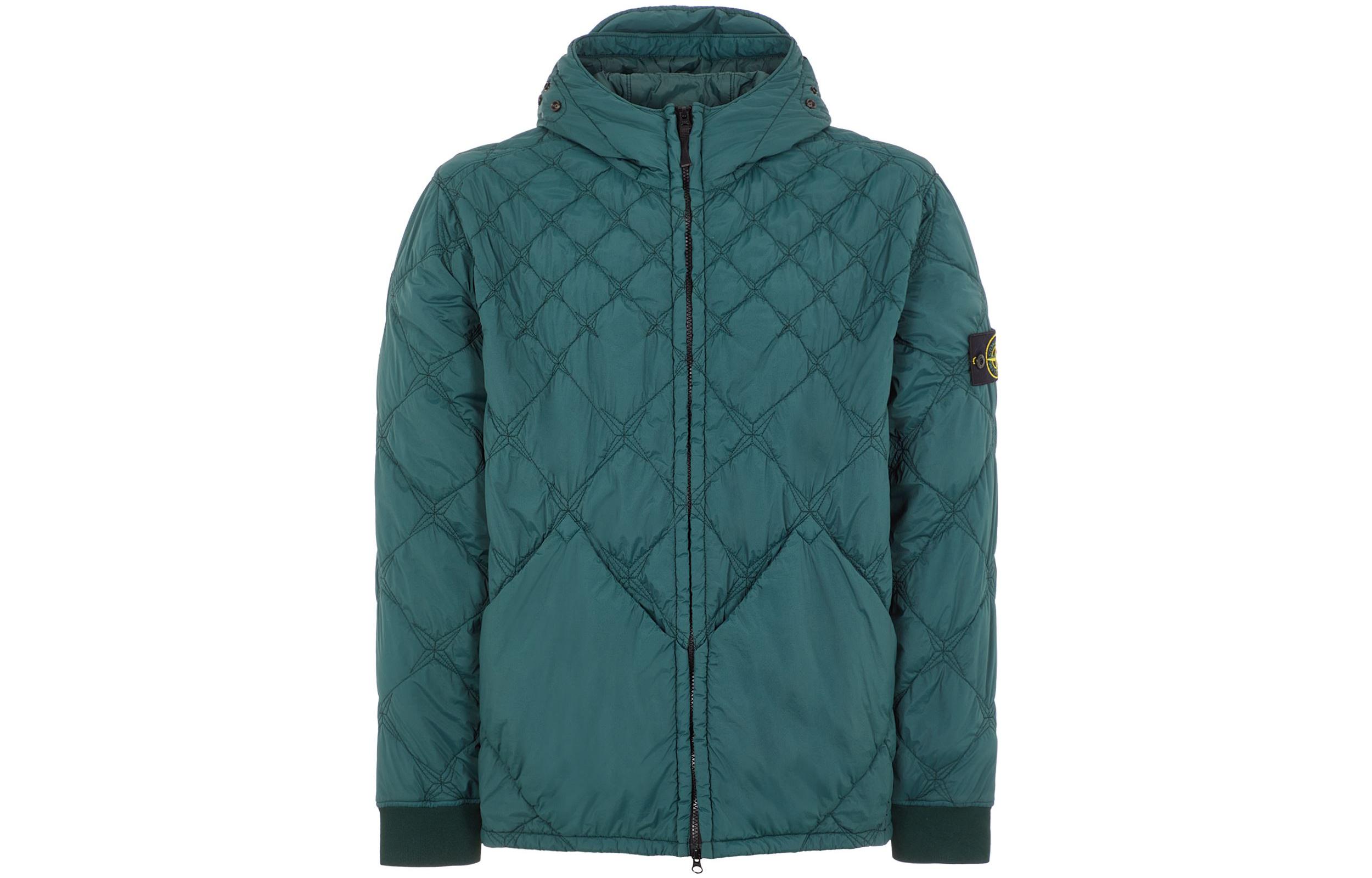 Stone Island SS23 Solid Quilted Logo Patch Hooded Jacket Men’s Bottle Green 781541831-V0052
