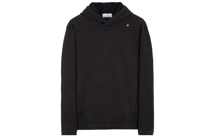 Stone Island SS23 Stellina Hoodie Black Unisex with Star Embroidery Pocket Design 7915602G5-V0029