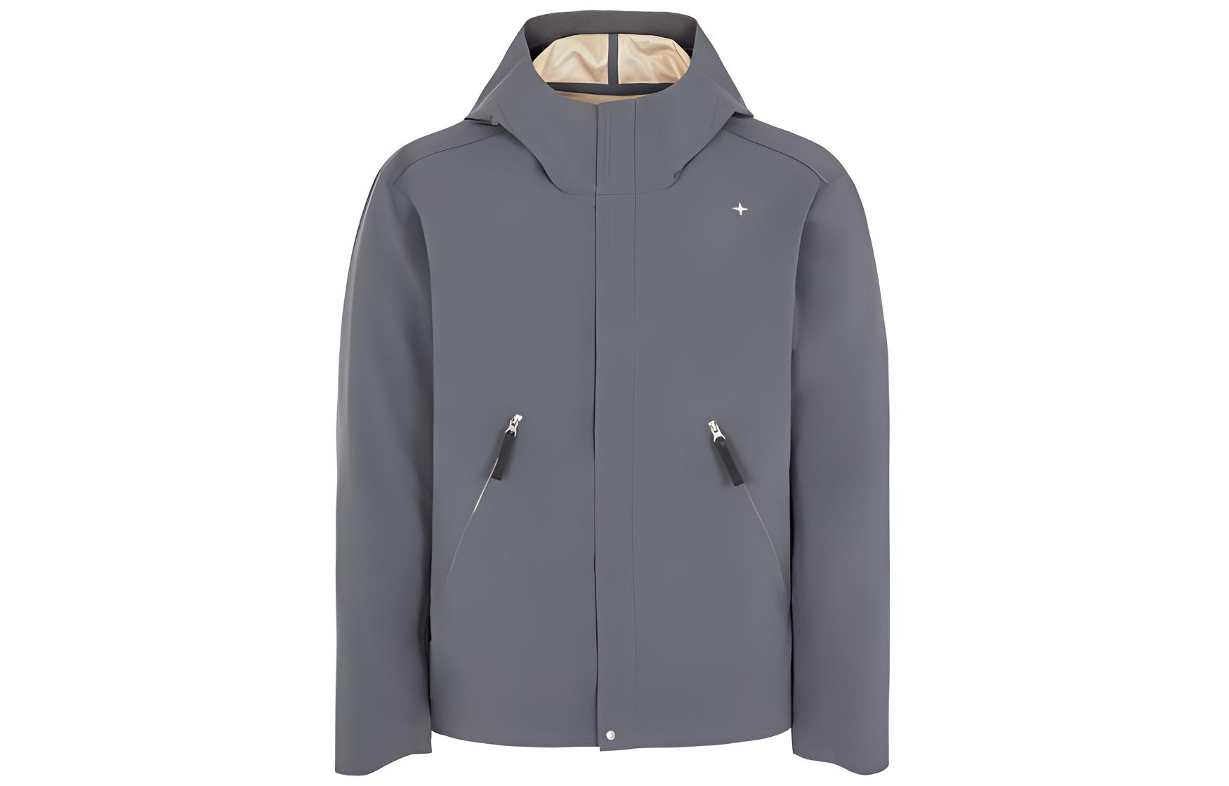 Stone Island SS23 Stellina Nylon Canvas Star Embroidery Hoodie Jacket - Lead Gray 7915402G1-V0064