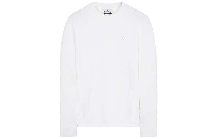 Stone Island SS23 Stellina Star Embroidered Crewneck Sweatshirt White Loose Fit 7815544GA-V0099