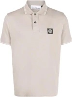 STONE ISLAND SS23 Striped Trim Short Sleeve Polo Shirt Beige Mens 10152SC18-V0092 STONE ISLAND SS23 Striped Trim Short Sleeve Polo Shirt Beige Mens 10152SC18-V0092
