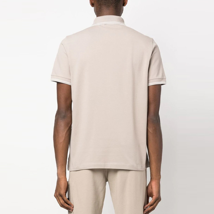 Shop STONE ISLAND SS23 條紋飾邊短袖Polo衫 米色 男款 10152SC18-V0092